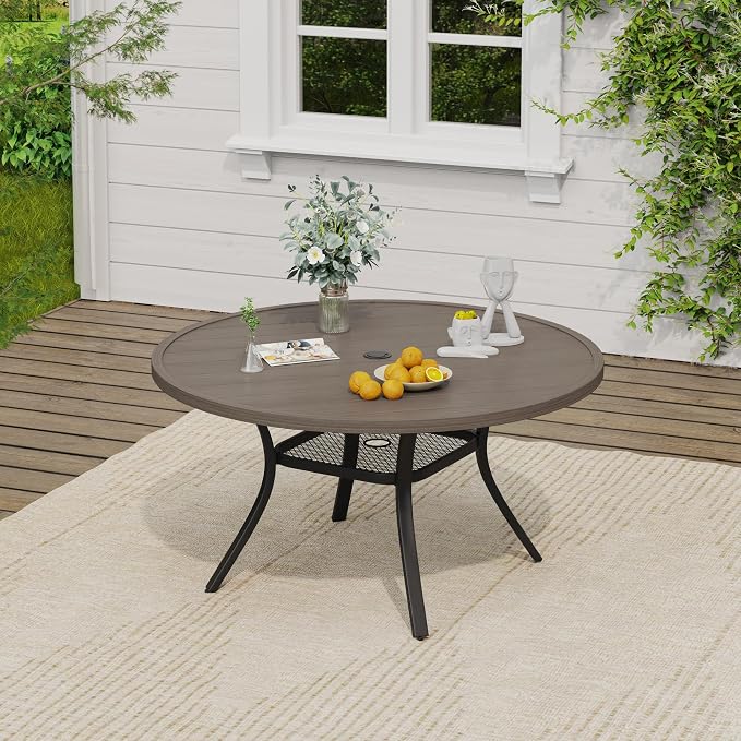 VICLLAX 47.2" Round Patio Table, Outdoor Dining Table - Image 2