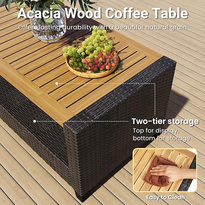 Wisteria Lane 4 Piece Patio Furniture Set, Wicker Outdoor Patio Conversation - Image 6