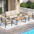 Patio Furniture Set, 4 Pieces Outdoor Furniture Patio Conversation Set by COMLAXFIELD