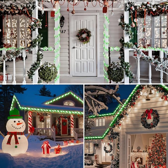 Jnaurb Christmas Candy Cane Lights, 33ft 240 LED Connectable Flexible White & - Image 8