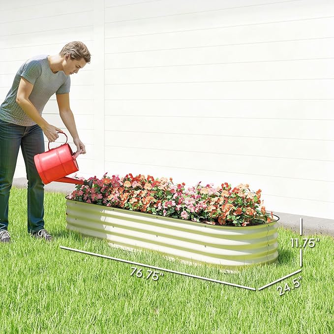 Outsunny 6.5' x 2' x 1' Galvanized Raised Garden Bed Kit, Outdoor Metal - Image 7