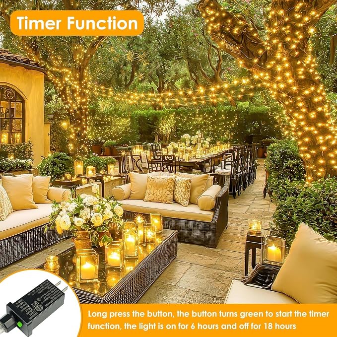Extra Long 99Ft 300 LED Fairy Lights Plug in, Waterproof String Lights Outdoor - Image 4