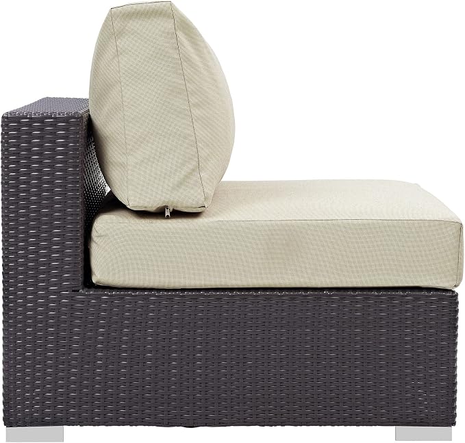 Modway Convene Wicker Rattan Outdoor Patio Sectional Sofa Armless Chair in - Image 4