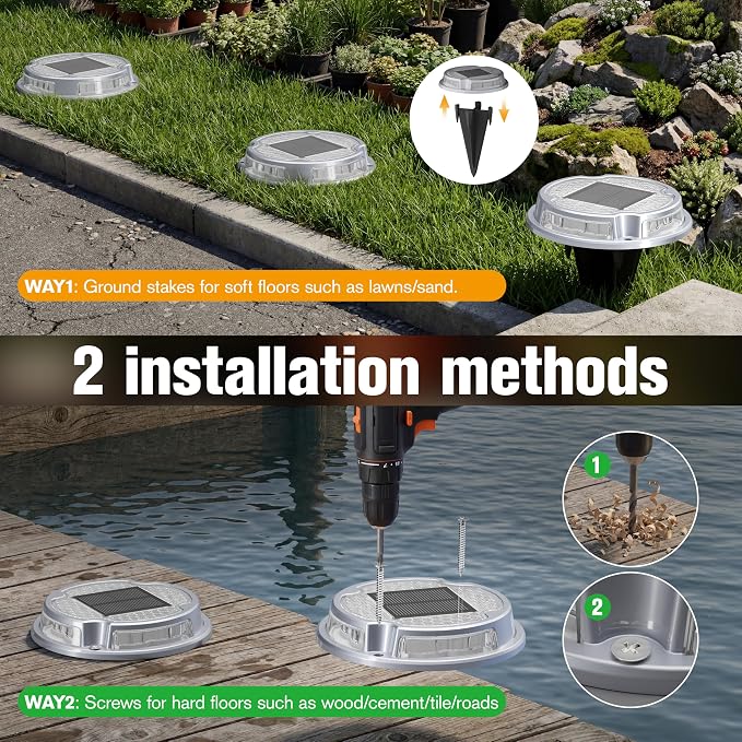 VOLISUN Solar Driveway Deck Lights Dock Marine Lights, 16 Pack Solar Ground - Image 6