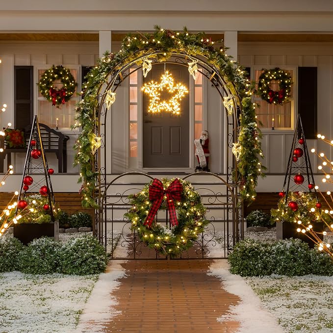 Plow & Hearth Arch Metal Outdoor Garden Arbor Double Gate | Montebello | 7 Feet - Image 2