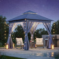 LAUSAINT HOME Semi-Permanent Outdoor Patio Gazebo 8'x8', Heavy Duty Party Tent by LAUSAINTHOME