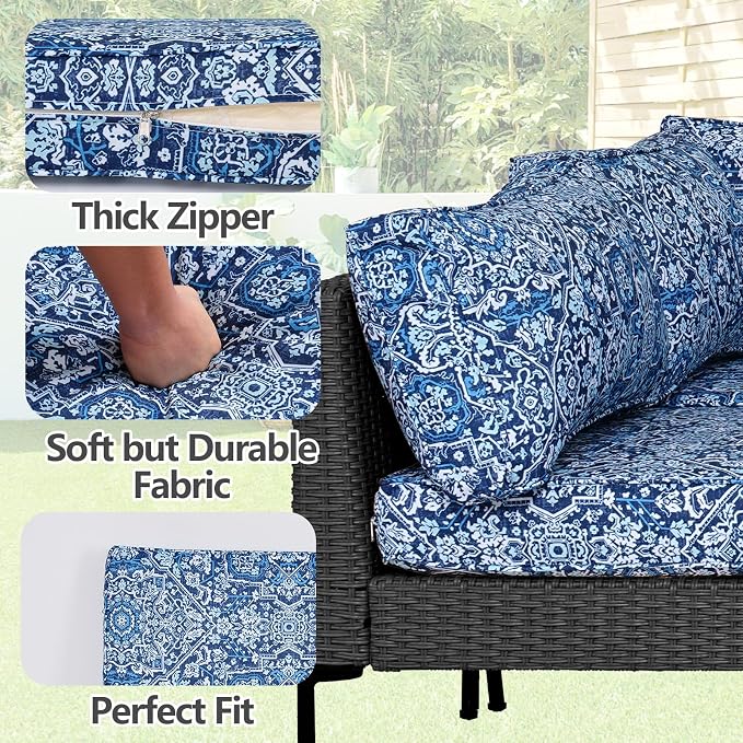 14Pcs Outdoor Cushion Covers Replacement Washable Waterproof UV w/Zipper - Image 3