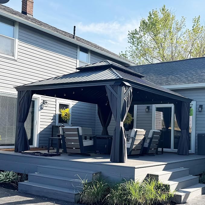 PURPLE LEAF 14' X 16' Outdoor Hardtop Gazebo Aluminum Gazebo by PURPLELEAF
