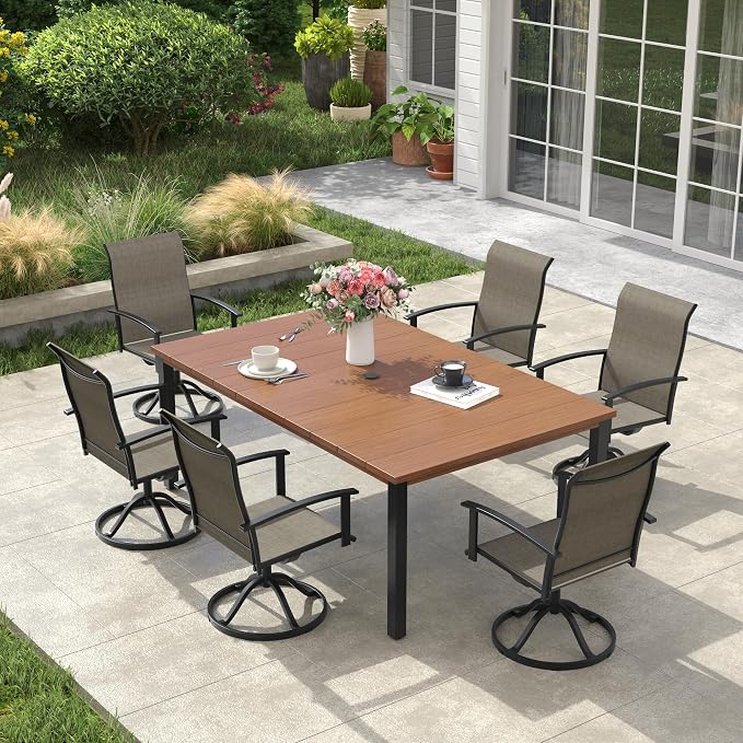 VICLLAX Outdoor Table for 6, Metal Patio Dining Table - Image 6