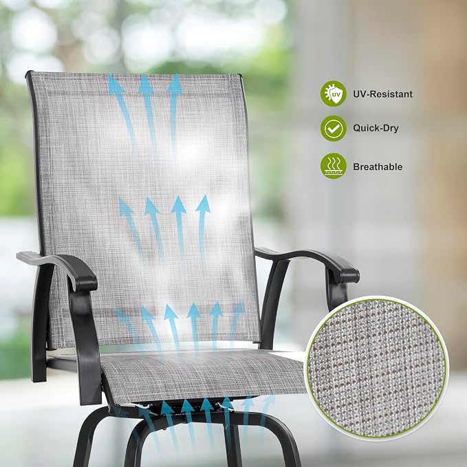 NUU GARDEN 5 Piece Patio Swivel Bar Set, All-Weather Textilene High Bistro - Image 2