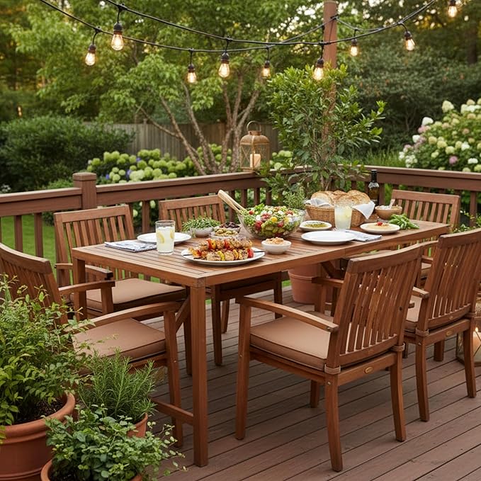 Tangkula 67" Acacia Wood Outdoor Dining Table - Image 4