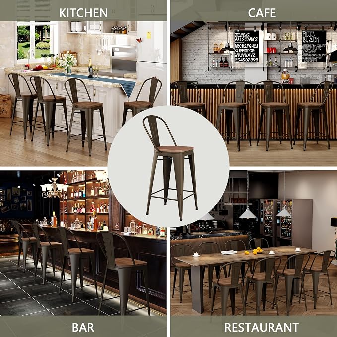 Yongqiang 24 inch Bar Stools Set of 4 Kitchen Counter Height Bar Chairs Modern - Image 7