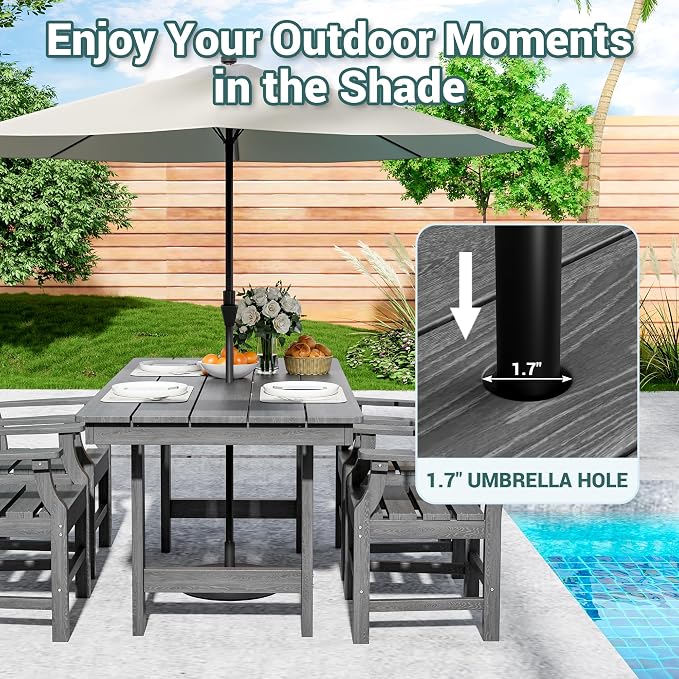 Pamapic 5-Piece Outdoor Dining Set, HDPE Outdoor Rectangular Table and 4 Chairs - Image 2