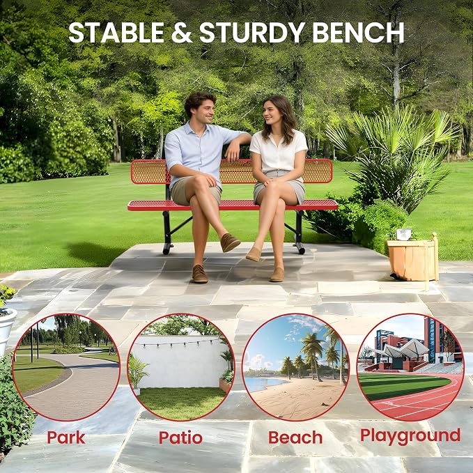 8 Feet Steel Park Bench for Outside, Outdoor Bench - Image 4