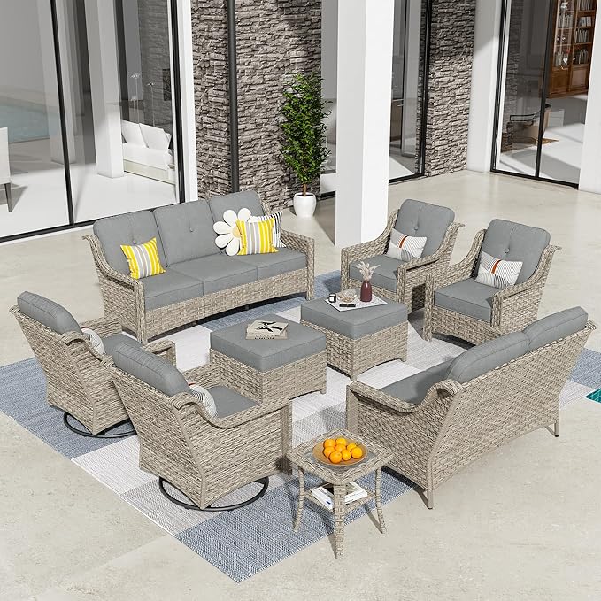 HOOOWOOO 9 Piece Patio Furniture Conversation Sets by DesignforBetterLife