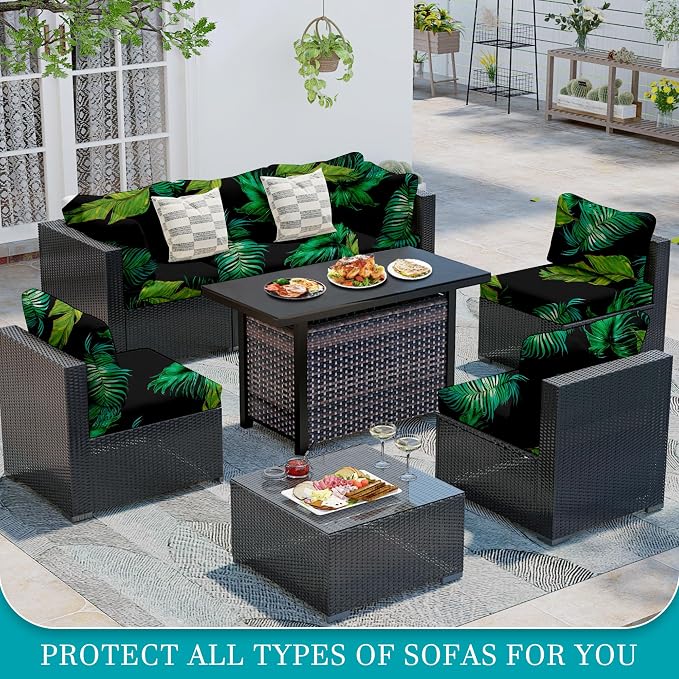 14 Pcs Stretch Patio Cushion Covers, Outdoor Couch Covers Replacement, Outdoor - Image 4