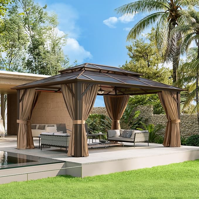 Aoxun 12'x16' Hardtop Gazebo, Aluminum Frame Permanent Pavilion - Image 2