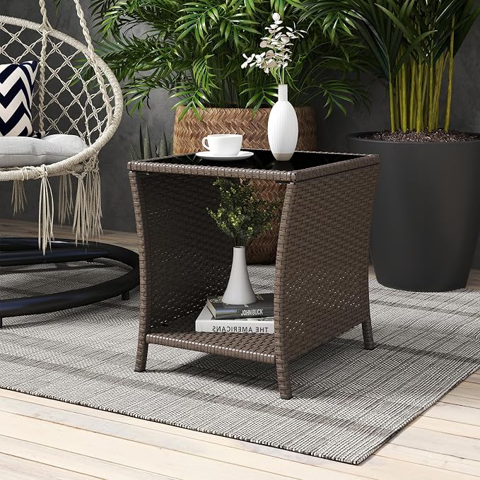 Kinfant Rattan Patio Side Table - Image 2