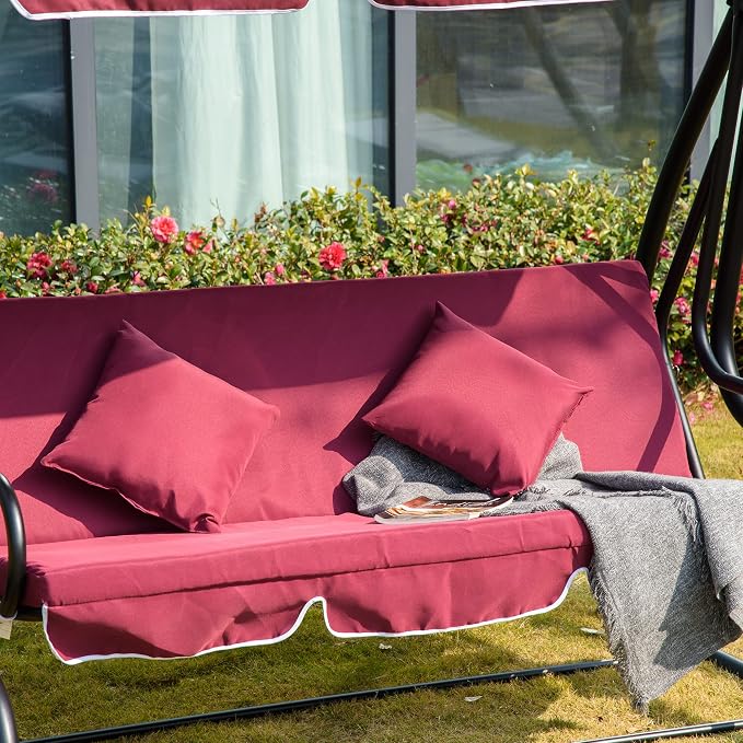 Outsunny 3-Seat Outdoor Patio Swing Chair, Converting Flatbed, Outdoor Swing - Image 9