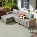 HOOOWOOO Outdoor Sectional Furniture Set, 4 Pieces Wicker Patio Conversation by DesignforBetterLife