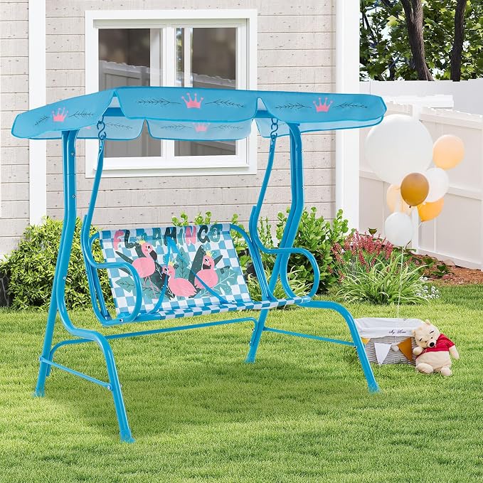 Costzon Kids Porch Swing, All-Weather Patio Swing Bench Hammock w/Adjustable - Image 7
