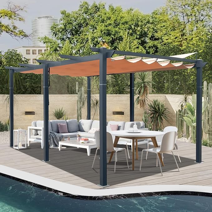 Domi Outdoor Living 11’ X 16’ Outdoor Retractable Pergola by domioutdoorliving