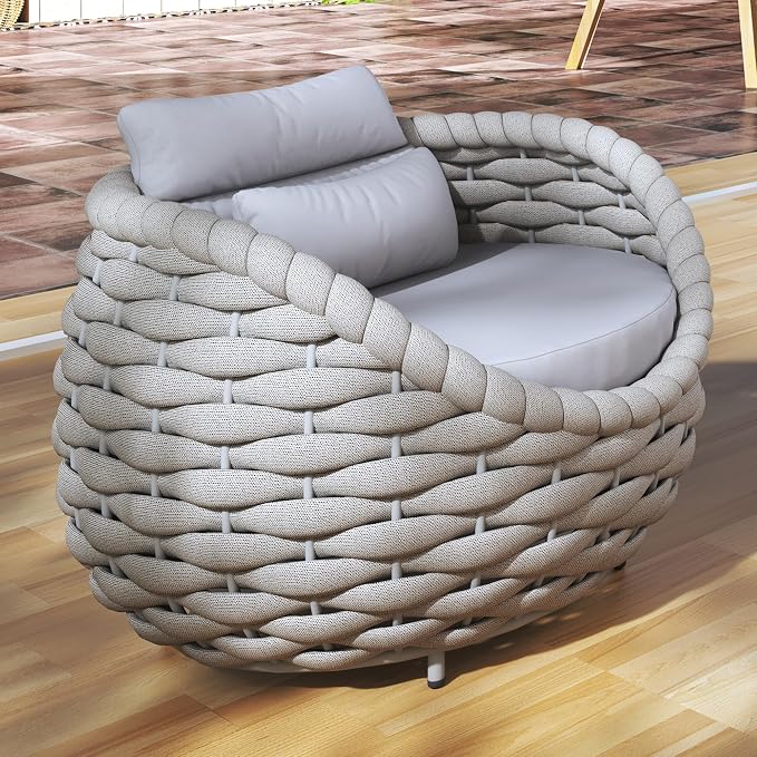TWT Patio Sofa All-Weather Textilene Rope Balcony Furniture - Image 6