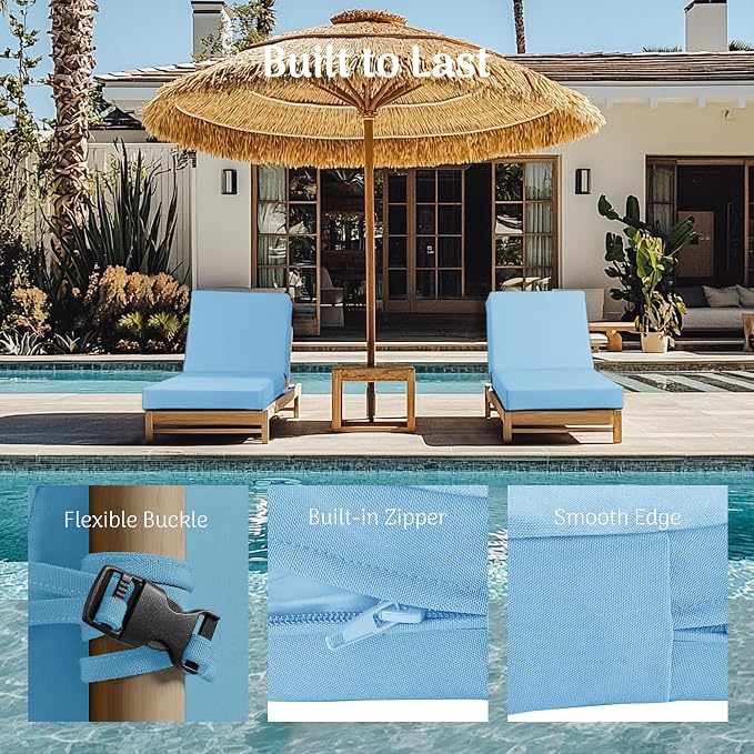Codi Chaise Lounge Cushions Outdoor, Pool Lounges Chair Cushion Set, Waterproof - Image 2
