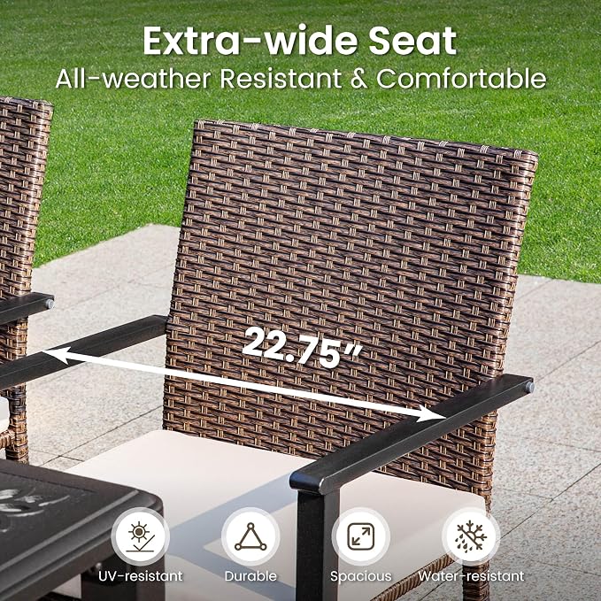 PHI VILLA 5 Piece Outdoor Dining Table Set - Image 3