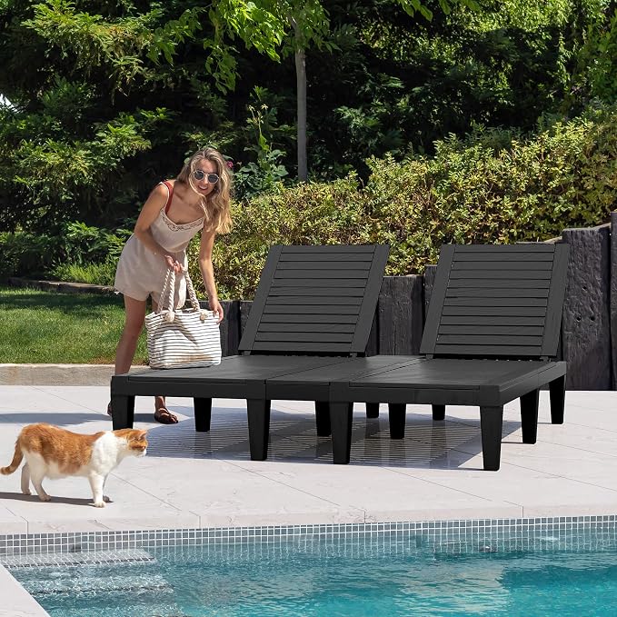 YITAHOME Pool Lounge Chairs Set, 2-in-1 Outdoor Chaise Lounge W/5-Position - Image 2