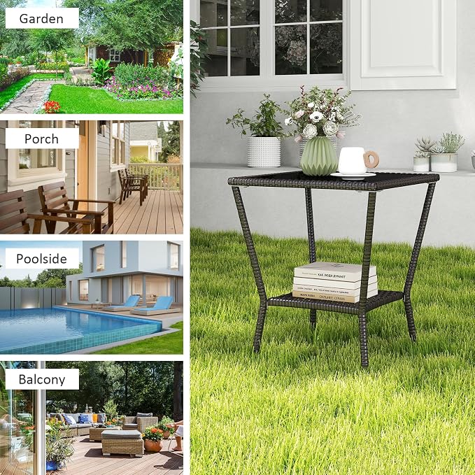 Kinfant Rattan Patio Side Table - Image 6