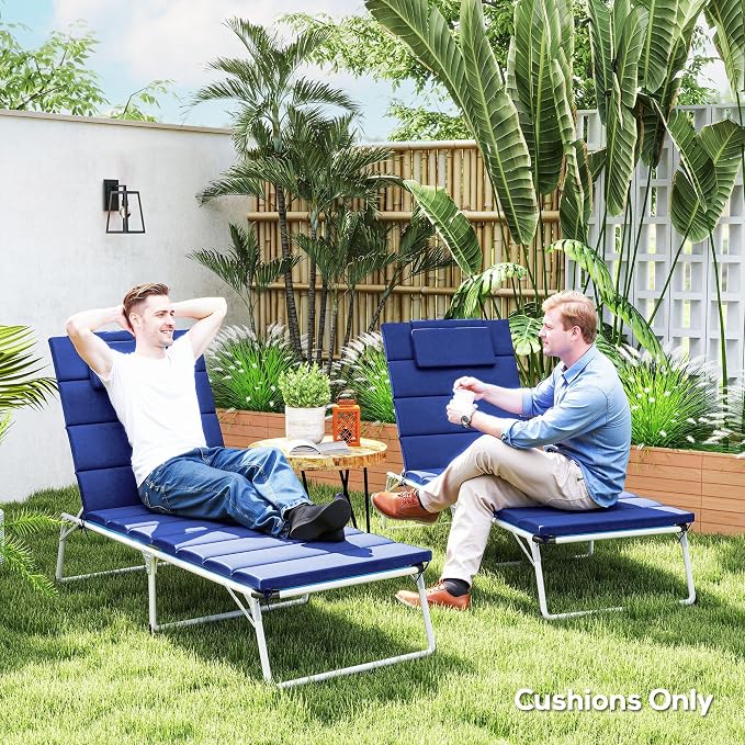 Outsunny Outdoor Lounge Chair Cushion Set of 2, Foldable Patio Chaise Lounge - Image 7