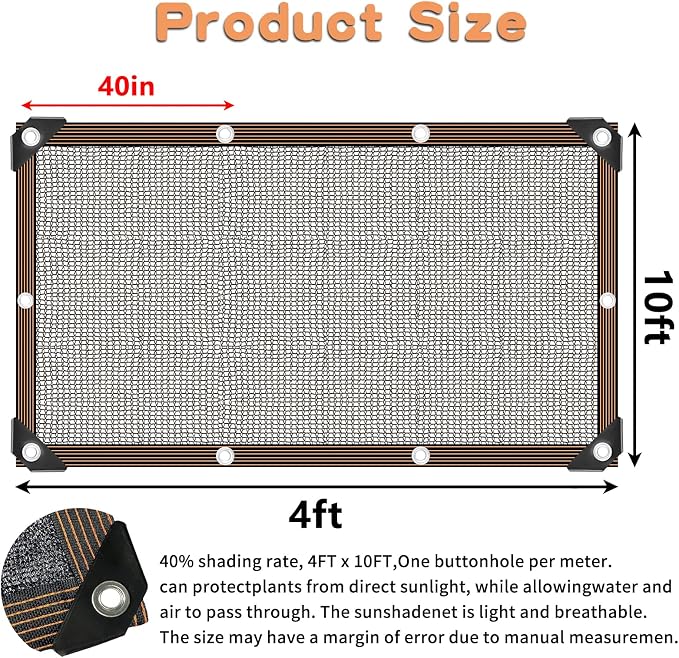 QLOFEI Shade Cloth for Patio, 40-50% Sunblock Mesh Tarp Shade Cloth - Image 3