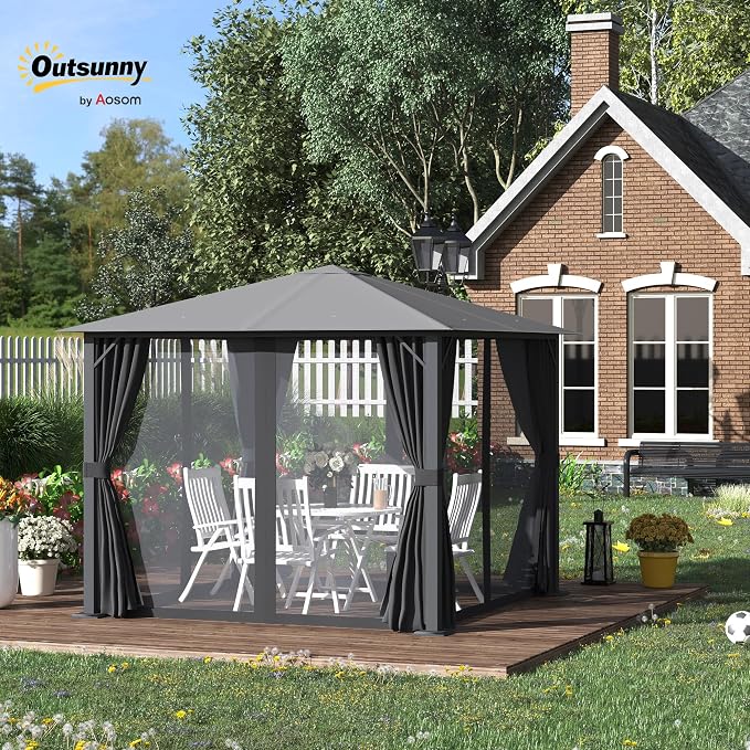 Outsunny 10' x 10' Patio Gazebo, Outdoor Gazebo Canopy Shelter - Image 2