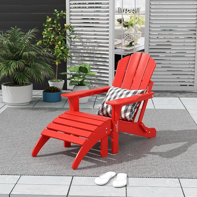 WO Home Furniture Adirondack Ottoman Outdoor Patio Footrest 13.5" Inch Folding - Image 2