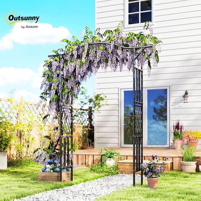 Outsunny Garden Arch, 7.5ft PE-Coated Steel Garden Arch Trellis - Image 2