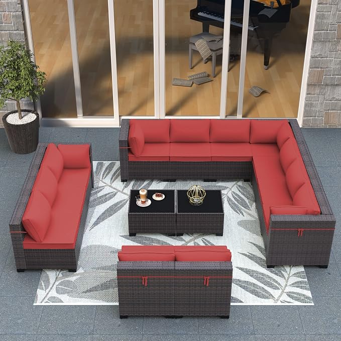 Outdoor Patio Furniture Set, 14 Pieces Outdoor Sectional Furniture Patio Sofa - Image 8