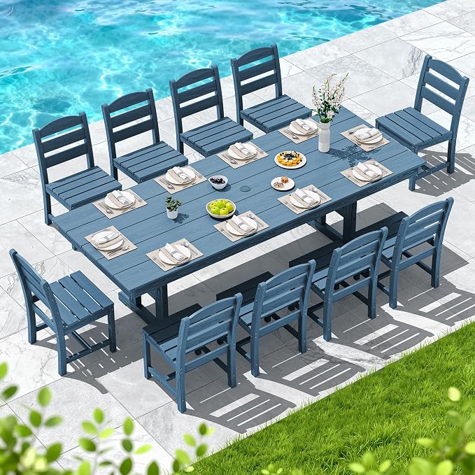 SERWALL Outdoor Dining Table, All Weather HDPE Outdoor Furniture - Image 6