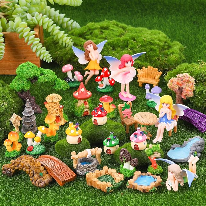 32 Pcs Fairy Garden Accessories Mini Fairy Figures Miniature Table and Chairs - Image 6