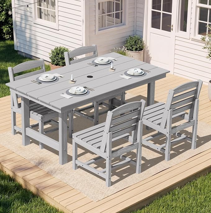 SERWALL Patio Dining Sets for 6 Person, HDPE Dining Set - Image 6