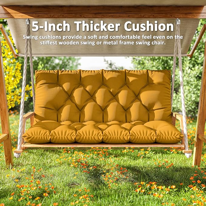 Porch Swing Cushion with Backrest 2-3 Seater Outdoor Bench Cushions Waterproof - Image 6