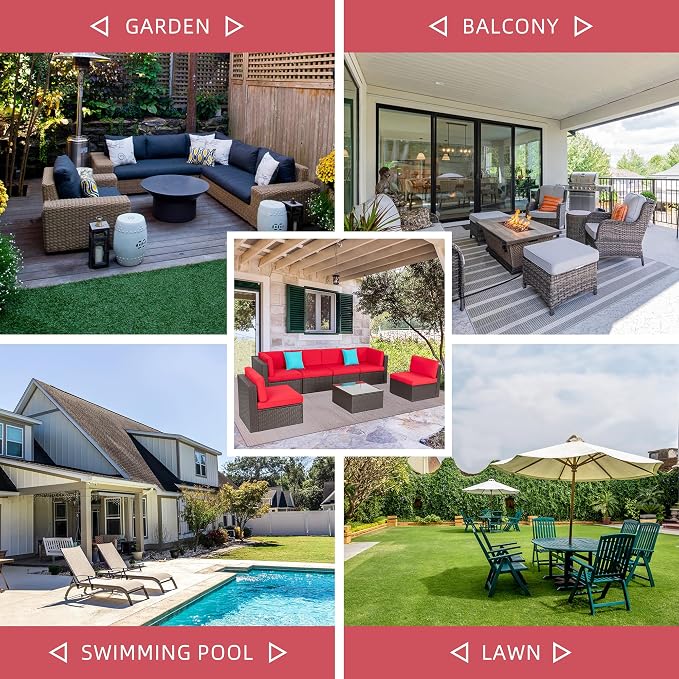 Shintenchi 7 Pieces Patio Furniture Sets Outdoor All-Weather Sectional Patio - Image 6