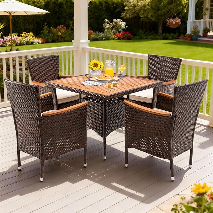 Wisteria Lane Patio Outdoor Table and Chairs Set, Rattan Outdoor Patio - Image 8