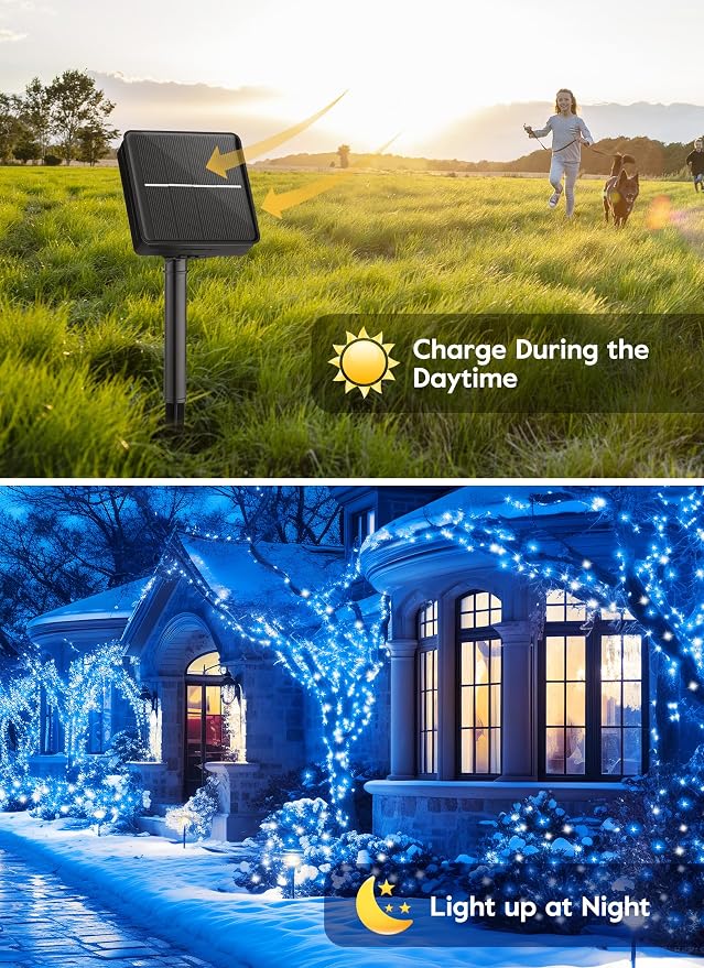 Minetom Solar String Lights for Outside, 33Ft 100 LED Outdoor Solar Fairy Lights - Image 2