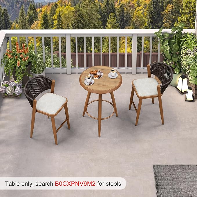 PURPLE LEAF Outdoor Round Bar Table Patio Aluminium Modern Bistro Table - Image 8