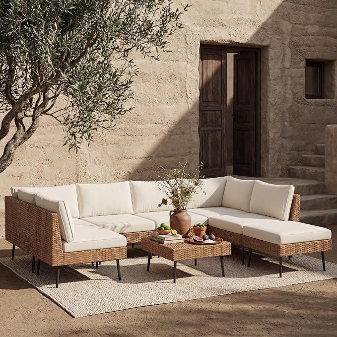 ENSTVER 8-Piece Dual-Strand Wicker Outdoor Sectional, Premium Outdoor Sofa by ENSTVER
