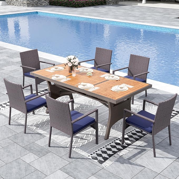 Sophia & William 7 Piece Patio Dining Set, Patio Table and Chairs Set Outdoor by SophiaWilliam