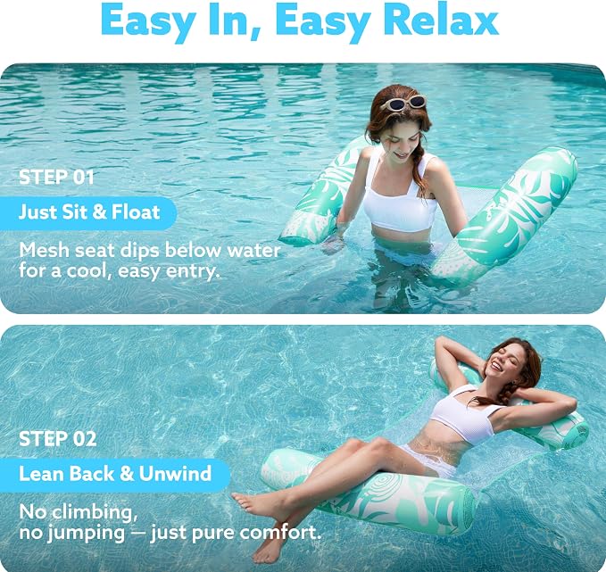 SLOOSH 2 Packs Hammock Pool Floats Adults, 4-in-1 Multi-Purpose Inflatable Pool - Image 4