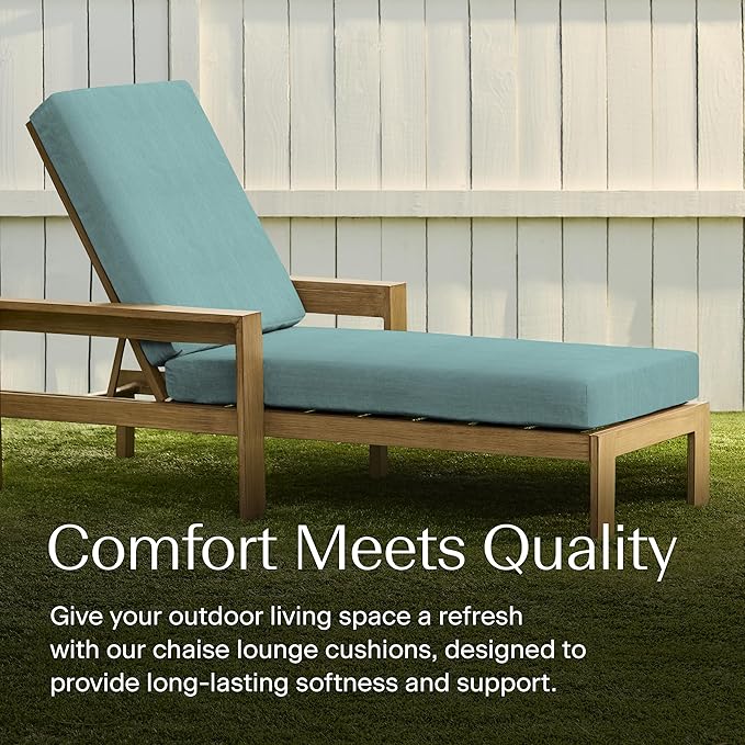 Honeycomb Outdoor Heritage Chaise, 26 x 80, Textured Solid Coastal Blue Chair - Image 2