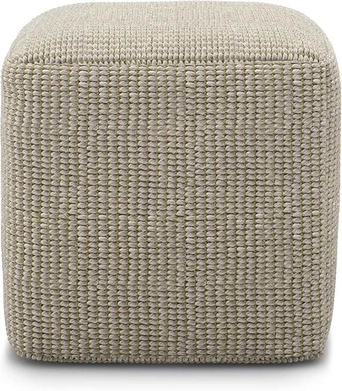 SIMPLIHOME Zelma Square Pouf – 18 inch Wide Upholstered PET Polyester Ottoman - Image 4